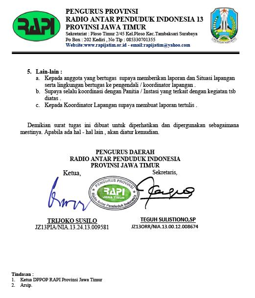 Surat Tugas Bankom Gerak Jalan Perjuangan Mojokerto-Surabaya (2)